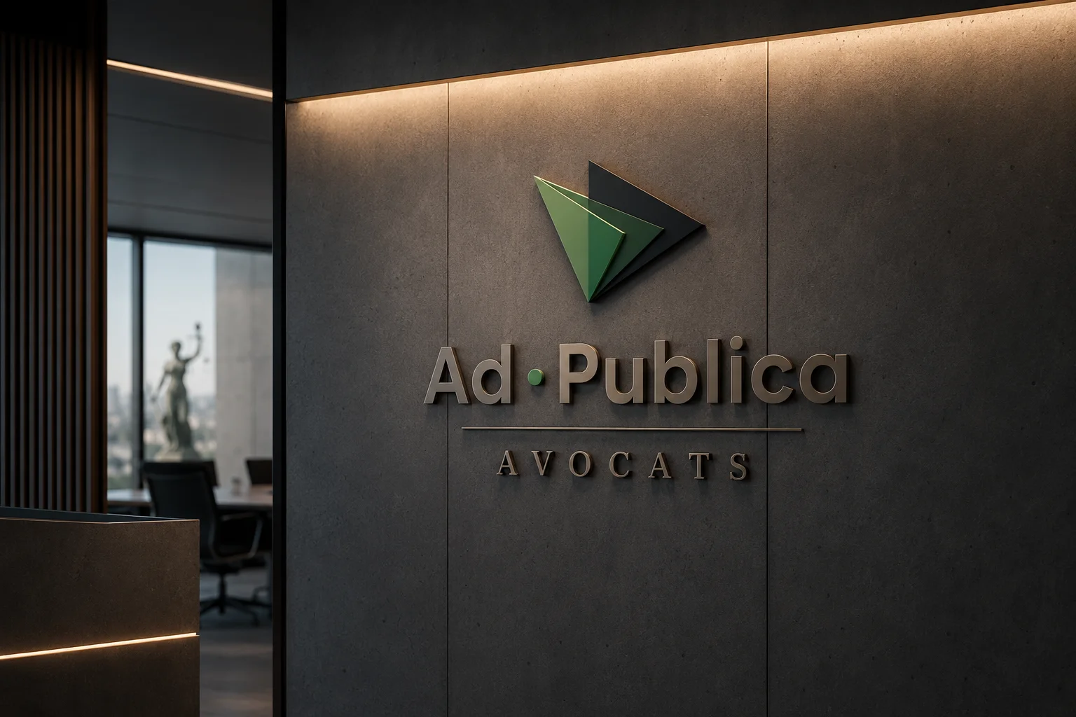 Salle de conseil avec logo mural
