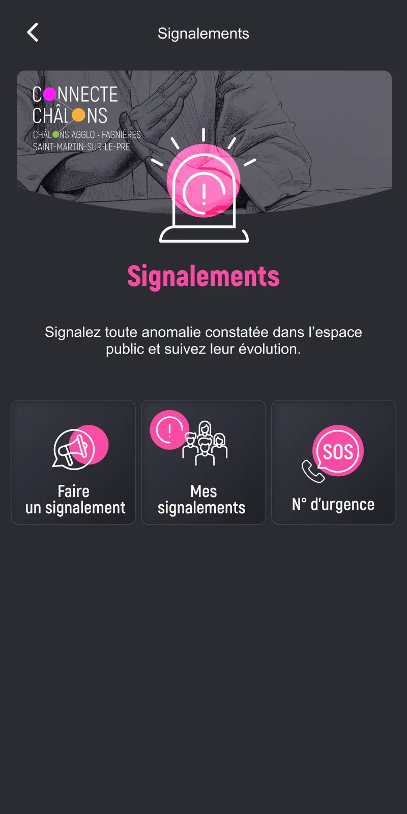 Écran signalements voirie et propreté