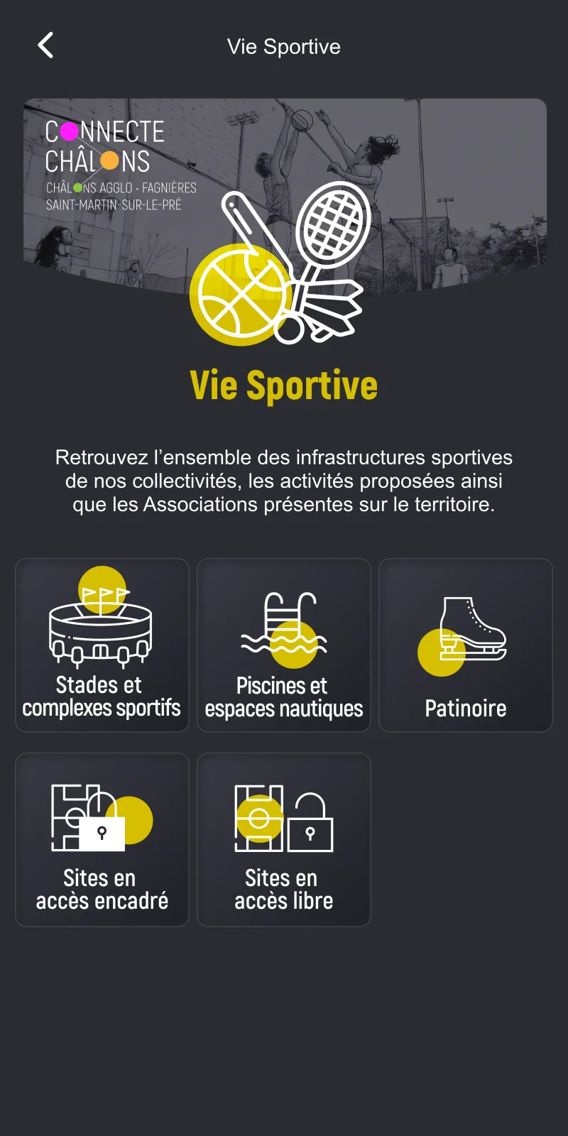 Écran vie sportive et équipements