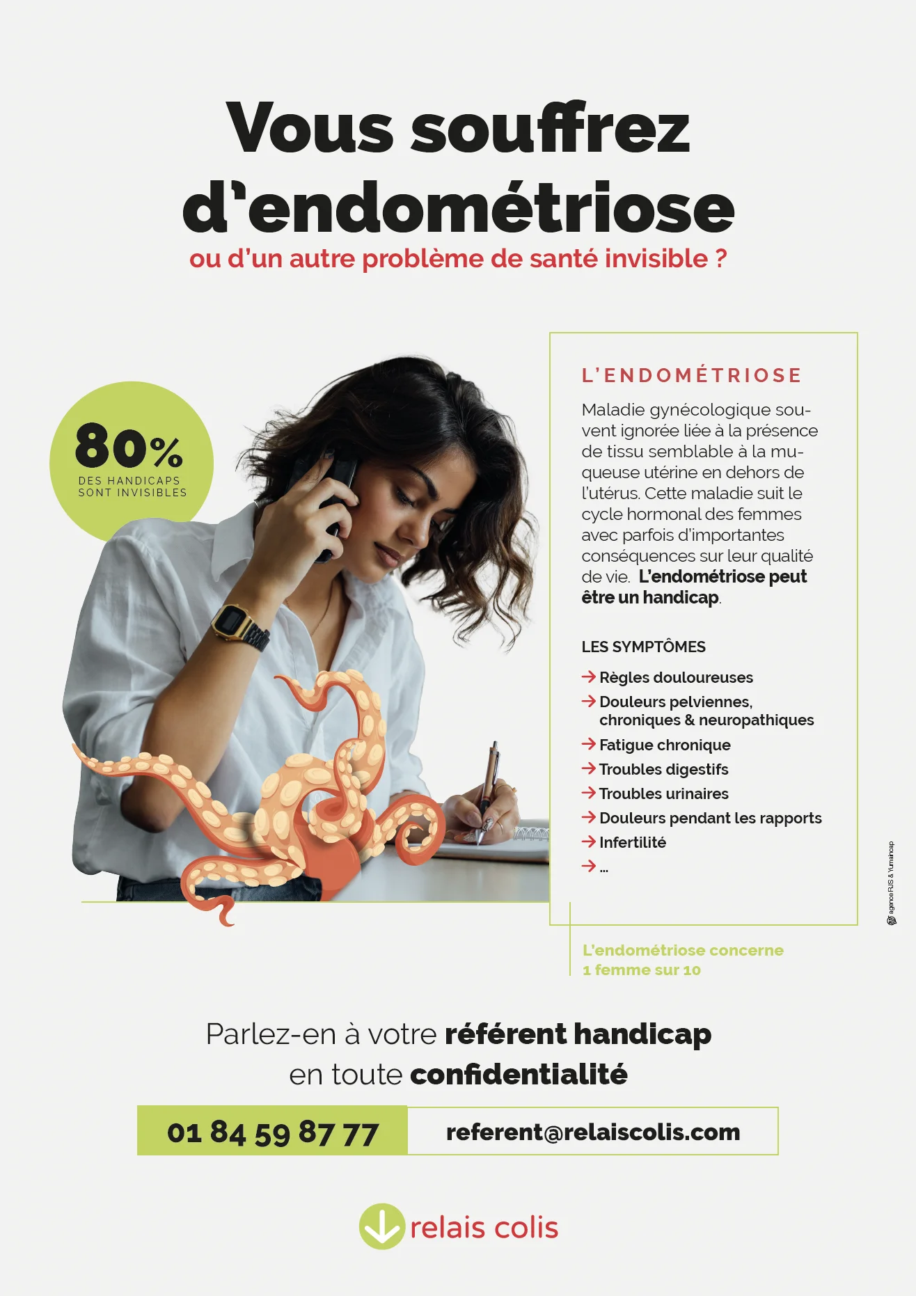 Affiche de sensibilisation au handicap invisible, déclinaison pathologie
