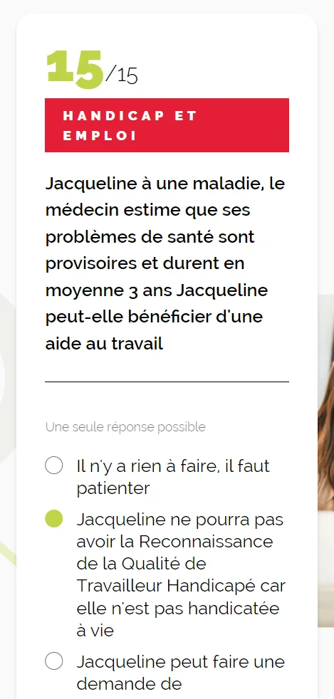 Quiz sur mobile, ouvert pendant une pause