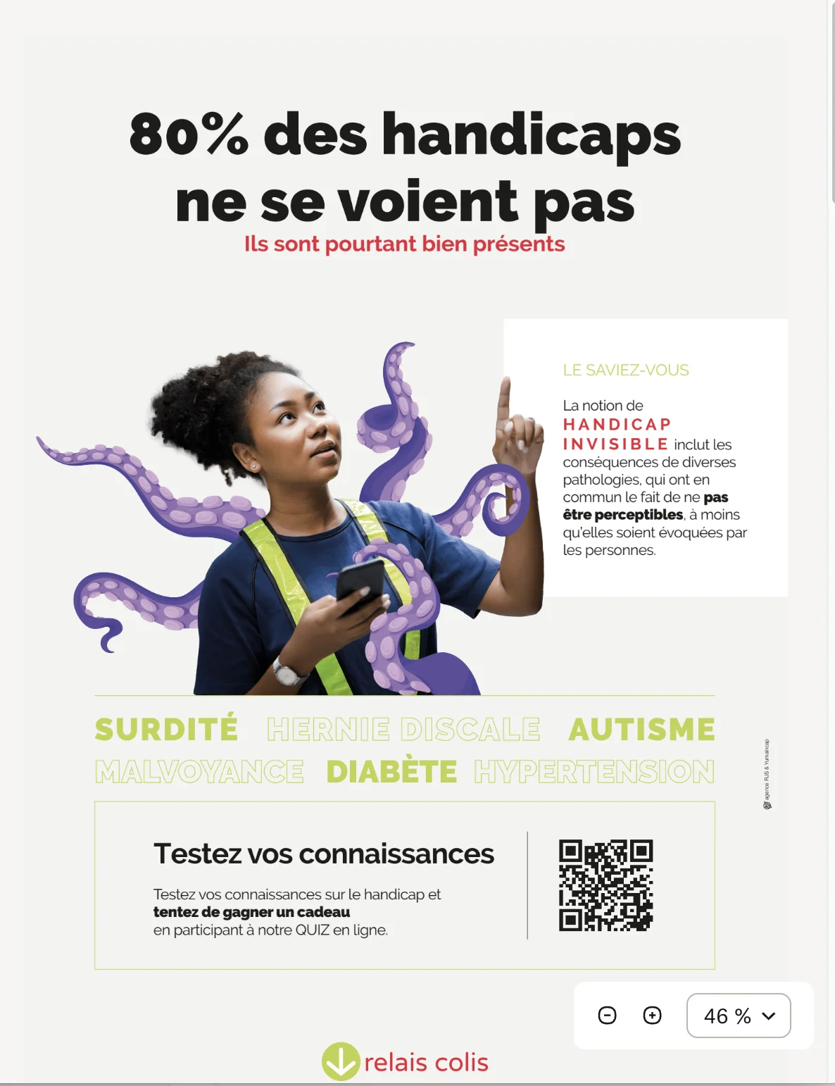 Support de campagne : visuel tentacules en contexte bureau